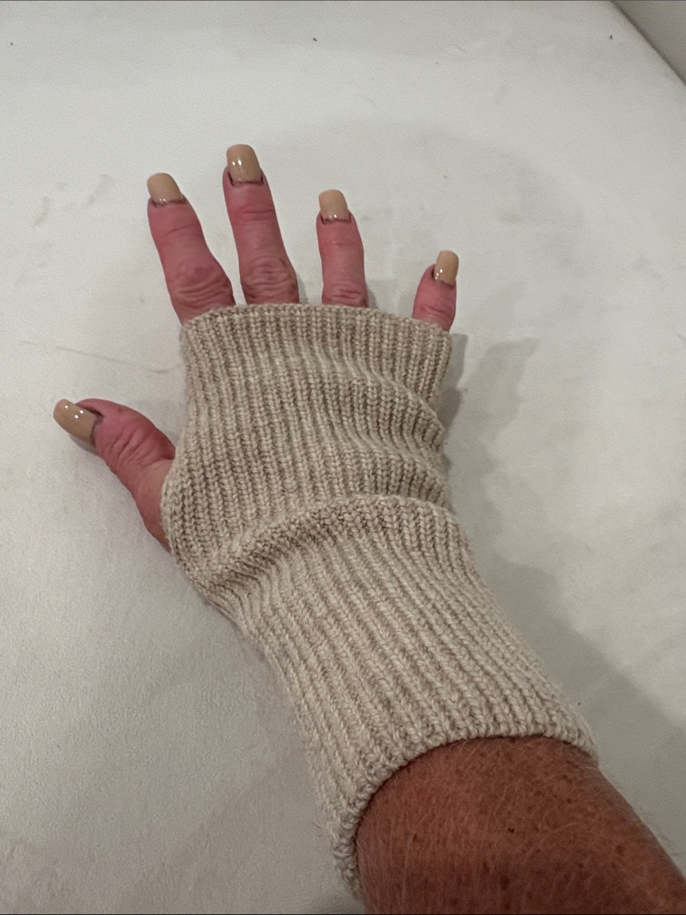 H&M Beige Knit Fingerless Gloves for Men